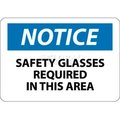 National Marker Co NMC OSHA Sign, Notice Safety Glasses Required In This Area, 10in X 14in, White/Blue/Black N6RB